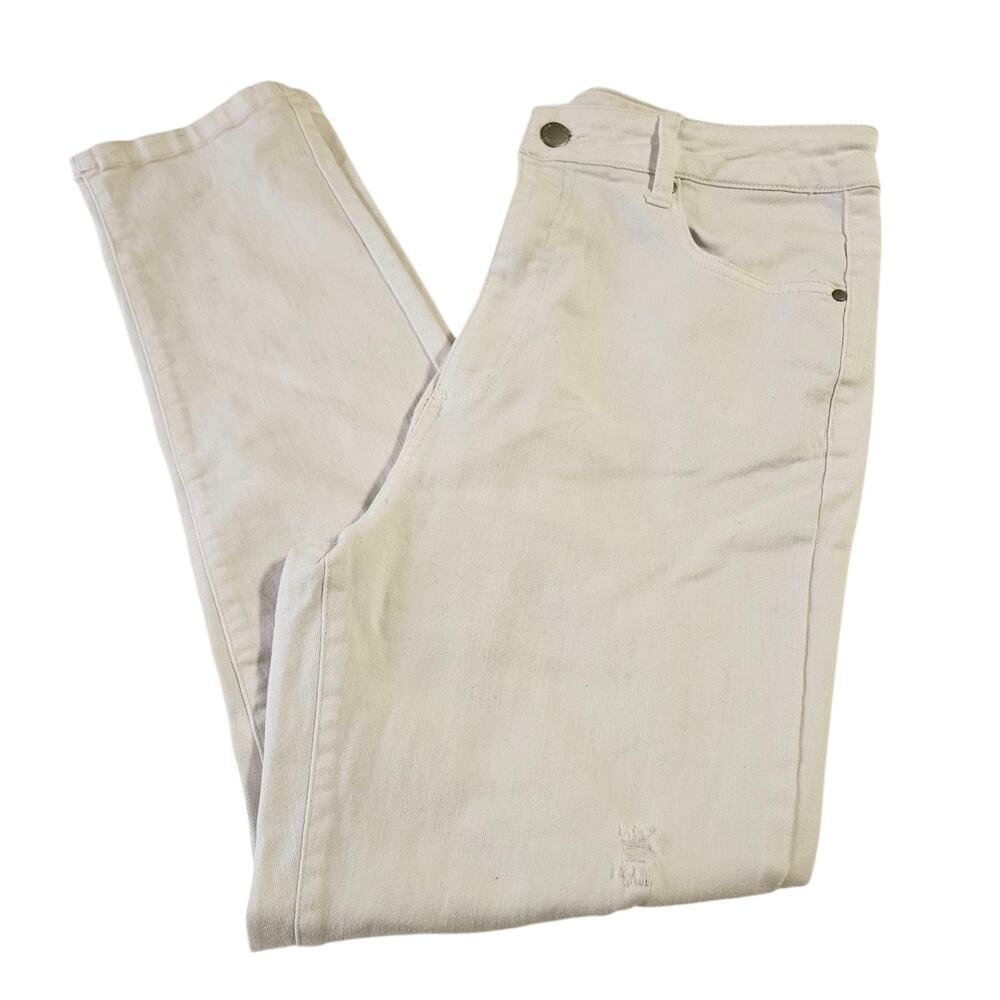 Risen Jeans Size 15 White 32 Inch Waist High Rise Distressed